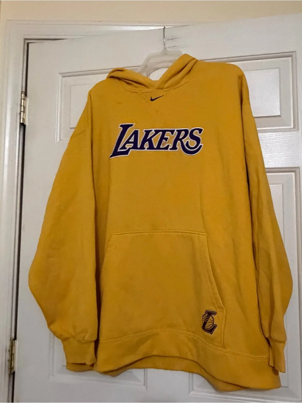 Vintage LA Lakers Los Angeles NBA Nike Center Swoosh Hoodie Sweatshirt Size XXL